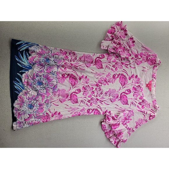 Lilly Pulitzer Women's XS Lula Dress Coral Reef Tint Flamingle Engineered - Picture 2 of 9